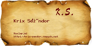 Krix Sándor névjegykártya