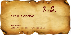 Krix Sándor névjegykártya